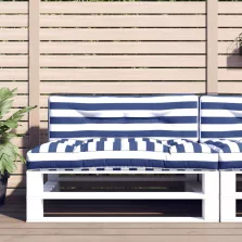 vidaXL 2 db kék és fehér csíkos szövet raklappárna