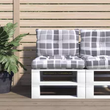 vidaXL 2 db szürke kockás szövet raklappárna