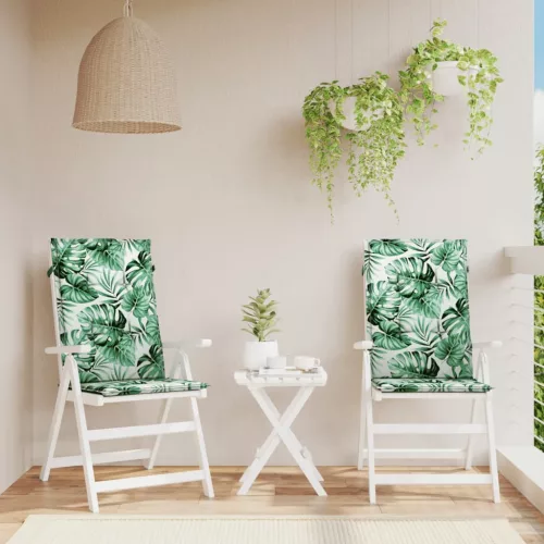 vidaXL 2 db levélmintás szövet magas háttámlájú székpárna