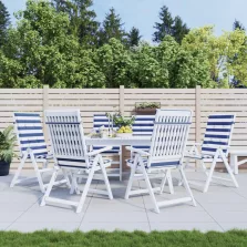   vidaXL 6 db kék és fehér csíkos szövet magas háttámlájú székpárna