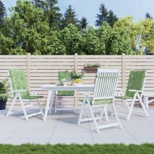   vidaXL 4 db levélmintás szövet magas háttámlájú székpárna