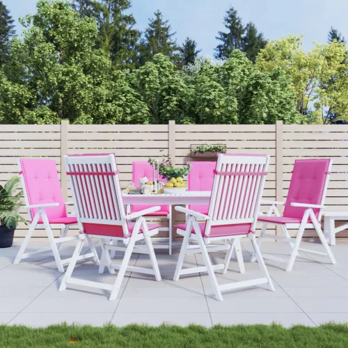 vidaXL 6 db rózsaszín szövet magas háttámlájú székpárna