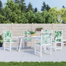   vidaXL 4 db levélmintás szövet alacsony háttámlájú székpárna