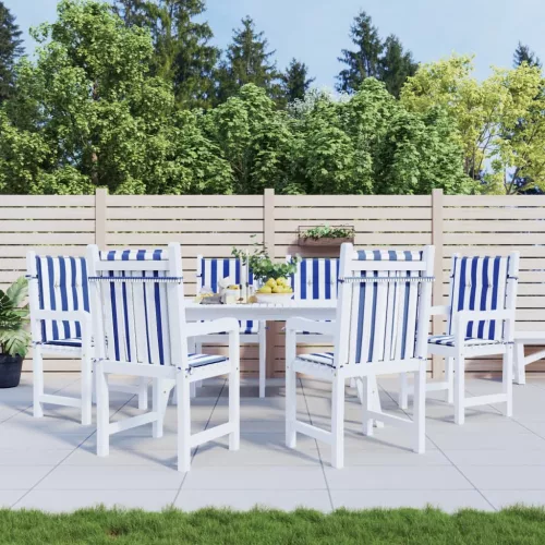 vidaXL 6 db kék és fehér csíkos szövet alacsony háttámlájú párna