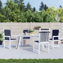   vidaXL 4 db fekete kockás szövet alacsony háttámlájú székpárna