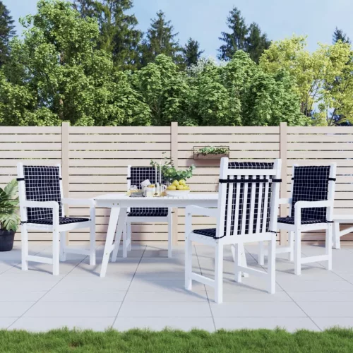 vidaXL 4 db fekete kockás szövet alacsony háttámlájú székpárna