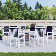   vidaXL 6 db fekete kockás szövet alacsony háttámlájú székpárna