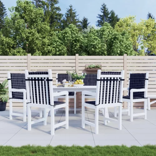 vidaXL 6 db fekete kockás szövet alacsony háttámlájú székpárna