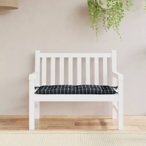 vidaXL fekete kockás oxford szövet kerti padpárna 100 x 50 x 7 cm