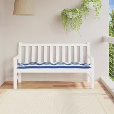   vidaXL kék és fehér csíkos szövet kerti padpárna 150 x 50 x 7 cm