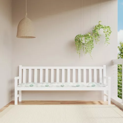 vidaXL levélmintás szövet kerti padpárna 200 x 50 x 7 cm