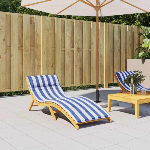 vidaXL kék/fehér csíkos oxford-szövet napozóágypárna 180x60x4 cm