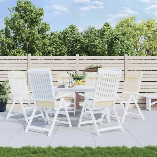 vidaXL 6 db krémszínű oxford-szövet magas háttámlájú székpárna