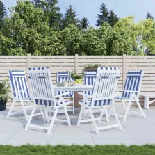   vidaXL 6 db kék/fehér csíkos oxford szövet magas háttámlájú székpárna