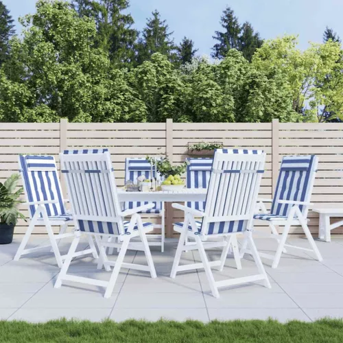 vidaXL 6 db kék/fehér csíkos oxford szövet magas háttámlájú székpárna