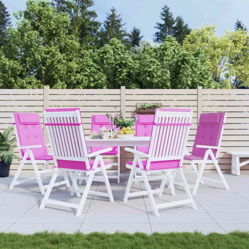 vidaXL 6 db rózsaszín oxford-szövet magas háttámlájú székpárna