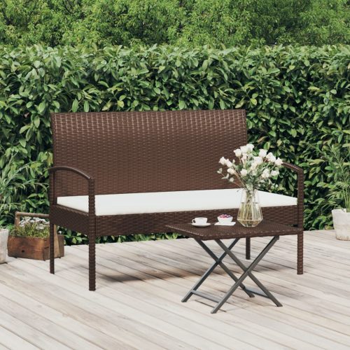 vidaXL barna polyrattan kerti pad párnával 105 cm