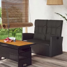   vidaXL fekete polyrattan dönthető kerti pad párnával 118 cm