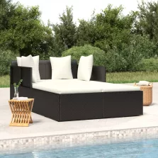   vidaXL fekete polyrattan napozóágy párnával 182 x 118 x 63 cm