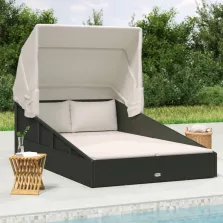   vidaXL fekete polyrattan napágy összecsukható tetővel 200x114x128 cm