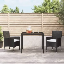   vidaXL 2 db fekete polyrattan kerti szék párnákkal (csak Egyesült Királyság/Írország/FI/NO)