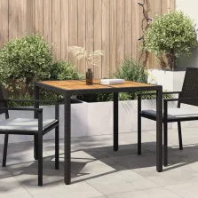 vidaXL Kerti Asztal Fekete 90 x 90 x 75 cm polirattan