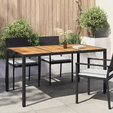 vidaXL Kerti Asztal Fekete 150 x 90 x 75 cm polirattan