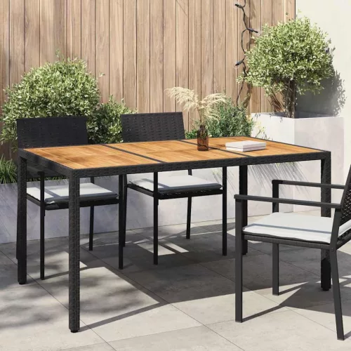 vidaXL Kerti Asztal Fekete 150 x 90 x 75 cm polirattan