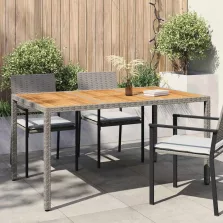 vidaXL Kerti Asztal Szürke 150 x 90 x 75 cm polirattan