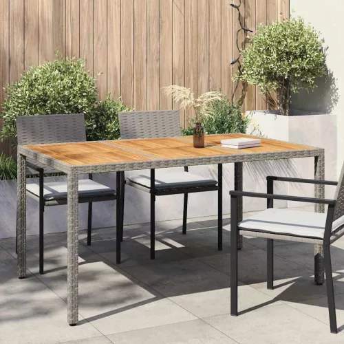 vidaXL Kerti Asztal Szürke 150 x 90 x 75 cm polirattan