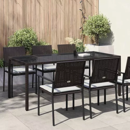 vidaXL Kerti Asztal Barna 190 x 90 x 75 cm polirattan