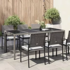 vidaXL Kerti Asztal Szürke 190 x 90 x 75 cm polirattan