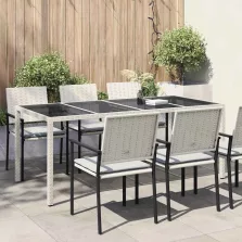 vidaXL Kerti Asztal Fehér 190 x 90 x 75 cm polirattan