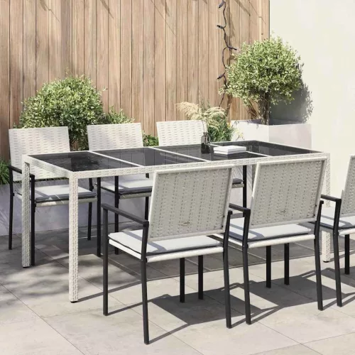 vidaXL Kerti Asztal Fehér 190 x 90 x 75 cm polirattan