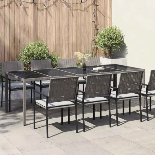 vidaXL Kerti Asztal Szürke 250 x 100 x 75 cm polirattan
