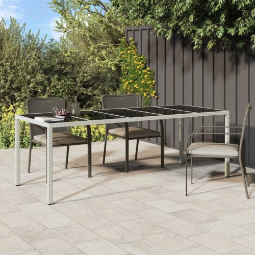 vidaXL fehér polyrattan és edzett üveg kerti asztal 250 x 100 x 75 cm