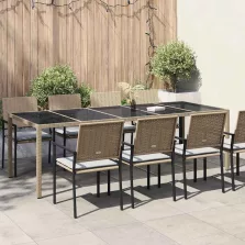 vidaXL Kerti Asztal Bézs 250 x 100 x 75 cm polirattan