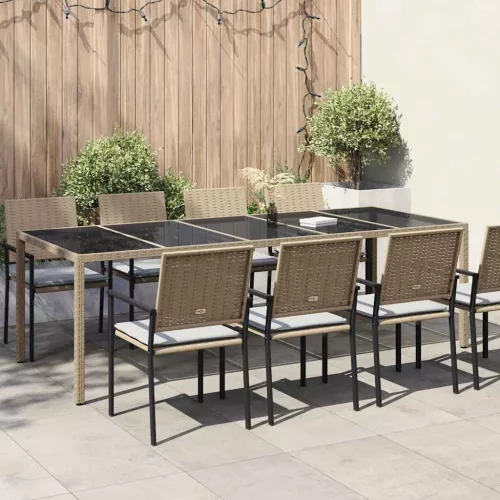 vidaXL Kerti Asztal Bézs 250 x 100 x 75 cm polirattan