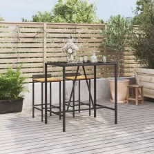   vidaXL fekete polyrattan üveglapos bárasztal 110 x 70 x 110 cm