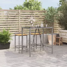   vidaXL szürke polyrattan üveglapos bárasztal 110 x 70 x 110 cm