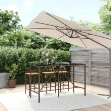   vidaXL barna polyrattan üveglapos bárasztal 180 x 70 x 110 cm