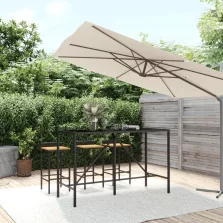   vidaXL fekete polyrattan üveglapos bárasztal 180 x 70 x 110 cm