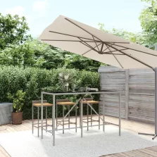   vidaXL szürke polyrattan üveglapos bárasztal 180 x 70 x 110 cm