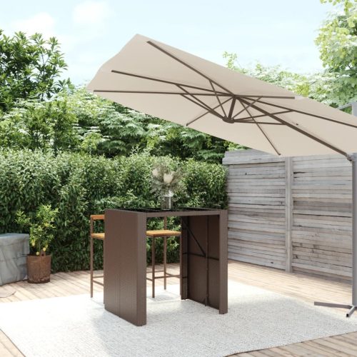 vidaXL barna polyrattan kerti asztal üveglappal 105 x 80 x 110 cm