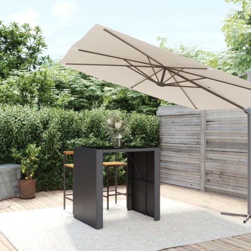 vidaXL fekete polyrattan üveglapos bárasztal 105 x 80 x 110 cm