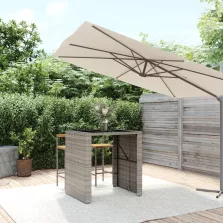   vidaXL szürke polyrattan üveglapos kerti asztal 105 x 80 x 110 cm