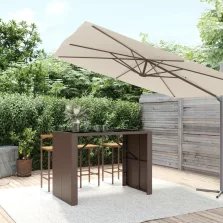   vidaXL barna polyrattan kerti asztal üveglappal 145 x 80 x 110 cm