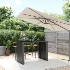   vidaXL fekete polyrattan üveglapos bárasztal 145 x 80 x 110 cm