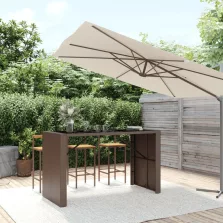   vidaXL barna polyrattan kerti asztal üveglappal 185 x 80 x 110 cm