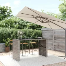   vidaXL szürke polyrattan üveglapos kerti asztal 185 x 80 x 110 cm